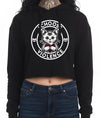 I choose violence black cropped pullover hoodie for cat lovers by pinky star