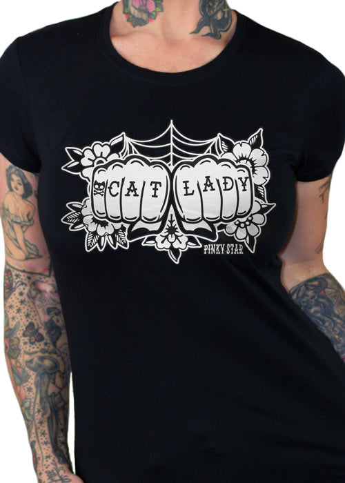 cat lady knuckles kitty tee by pinky star