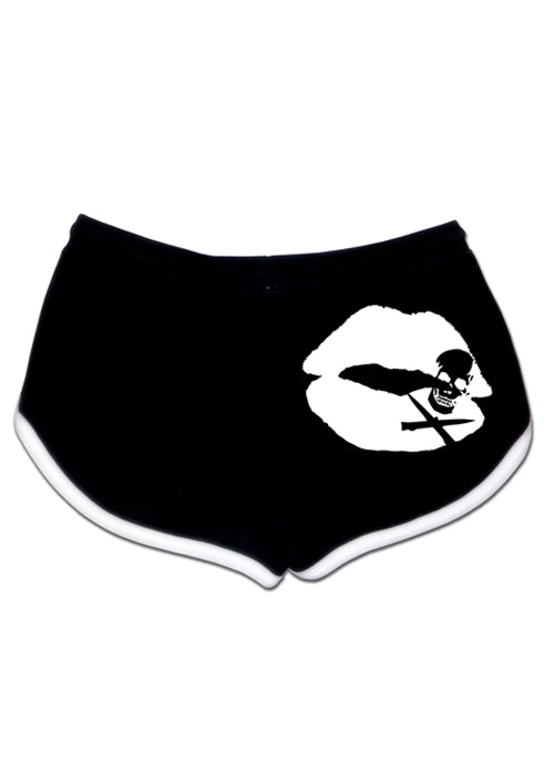 Black and White Kiss Of Death Shorts