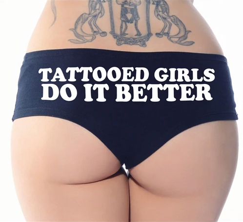 tattooed girls do it better booty shorts - cartel ink - pinky star