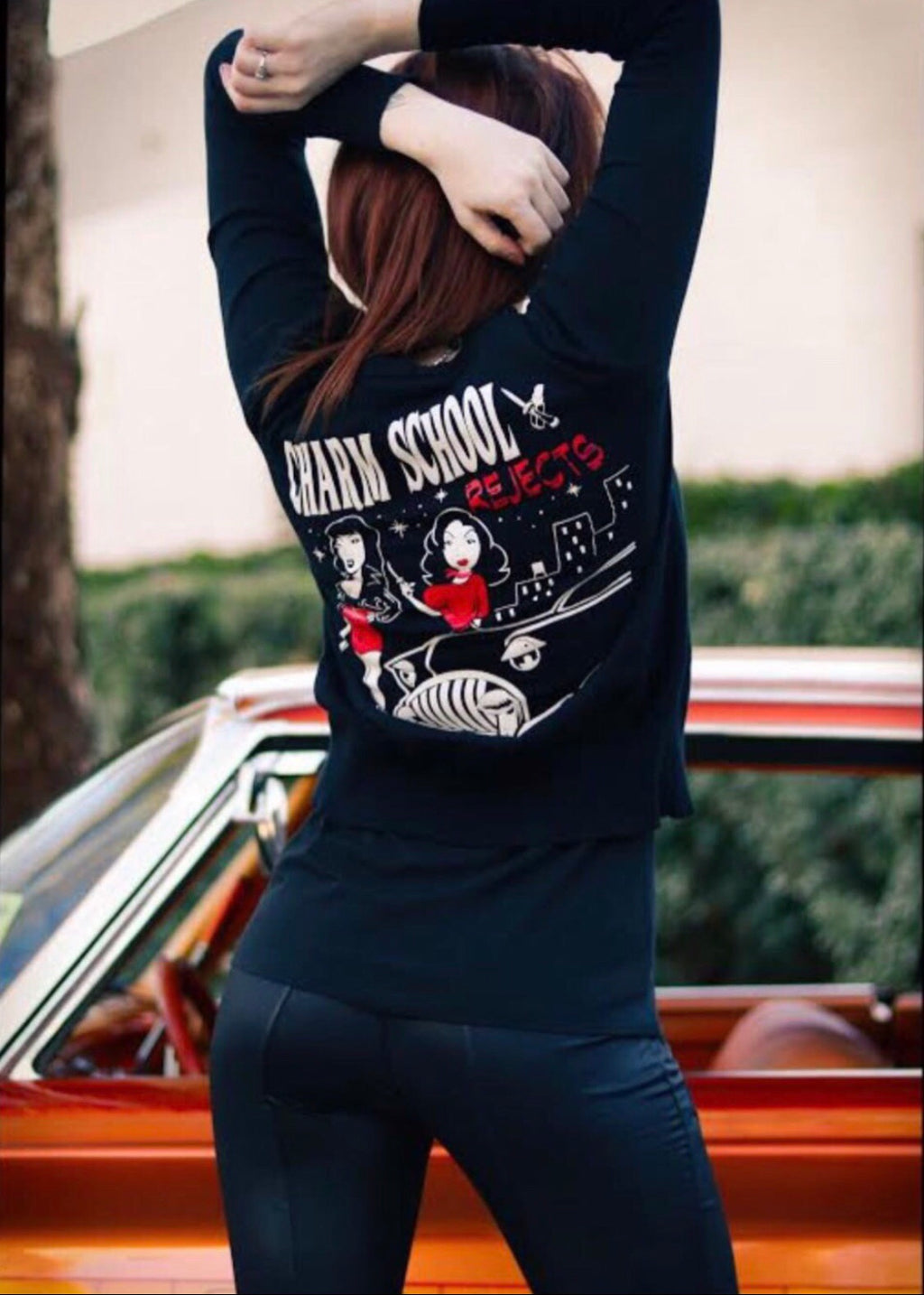 charm school rejects  rockabilly girl power cardigan- pinky star